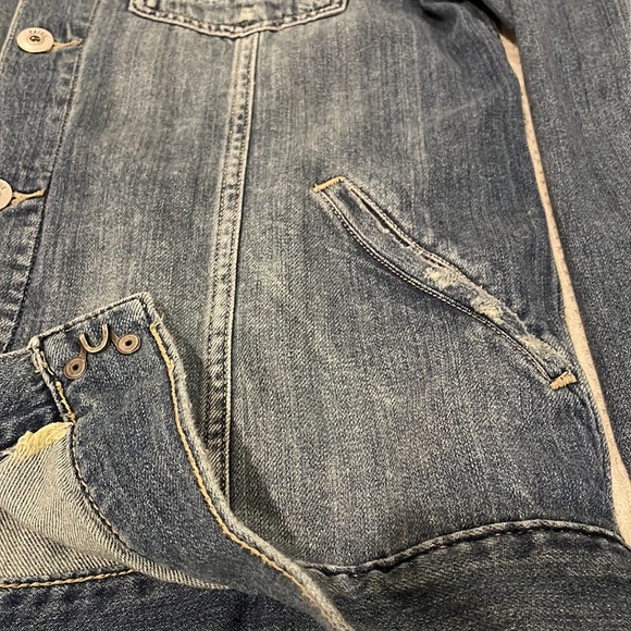 Paige Men Blue Scout Jean Jacket Medium Made to Look Worn Cotton/Rayon - Picture 7 of 11